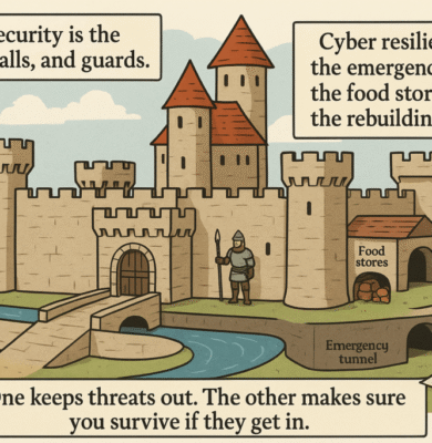 20250919_1900_Castle Cybersecurity Metaphor_simple_compose_01k5hht308egg9wng440shhpf3